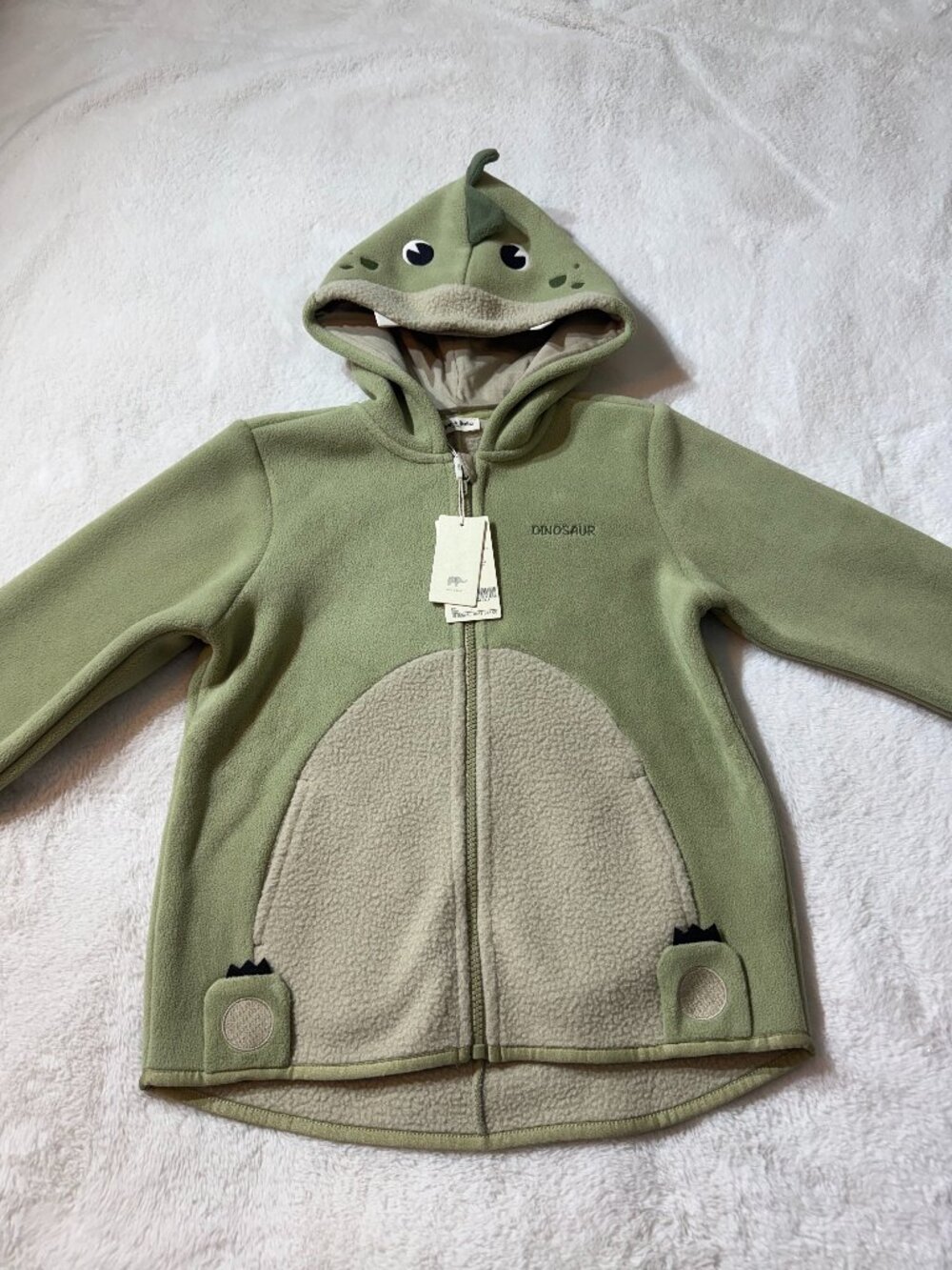 Dave & Bella Dinosaur Green Fleece Zip Hoodie Jacket NWT Size 130 7-8Y